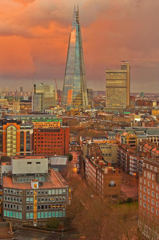 The Shard London Skyline United Kingdom UK Photo Photograph Thick Paper Sign Print Picture 8x12