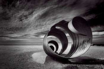 Marys Shell Cleveleys Beach Lancashire UK Black And White Thick Paper Sign Print Picture 12x8