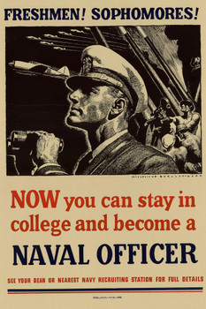 WPA War Propaganda Now You Can Stay In College And Become A Naval Officer Thick Paper Sign Print Picture 8x12