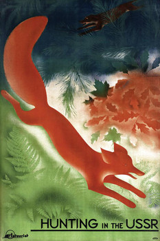 Hunting In The USSR Vintage Travel Red Animal Print Fox Poster Fox Pictures For Wall Decor Cool Fox Wall Art Fox Animal Decor Wildlife Fox Aminal Wall Decor Thick Paper Sign Print Picture 8x12