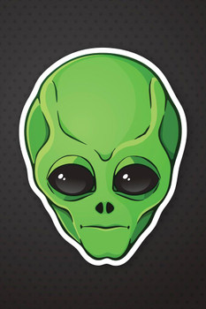 Alien Head Portrait Green Skin Big Eyes Artistic Rendering Thick Paper Sign Print Picture 8x12