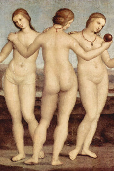 Raphael The Three Graces Women Realism Romantic Artwork Raffaello Prints Biblical Drawings Portrait Painting Wall Art Renaissance Posters Canvas Art Cool Wall Art Print Poster 12x18
