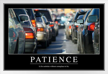 Patience Traffic Funny Demotivational White Wood Framed Poster 14x20