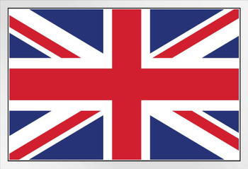 United Kingdom Union Jack Flag White Wood Framed Poster 14x20