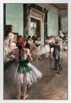 The Ballet Class Lesson Master Jules Perrot Art Print Edgar Degas White Wood Framed Poster 14x20