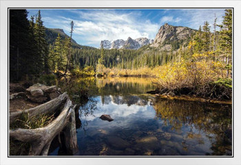 Fern Lake Colorado Rocky Mountain National Park Photo Photograph White Wood Framed Poster 20x14