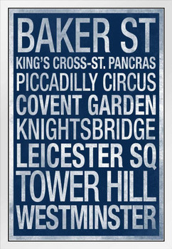 London Underground Blue White Wood Framed Poster 14x20