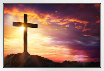 Crucifixion Of Jesus Christ Photo Photograph White Wood Framed Poster 20x14