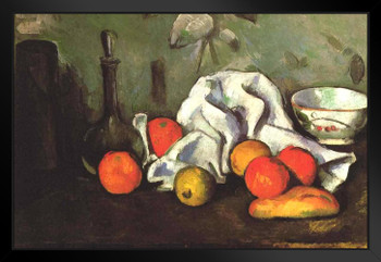 Cezanne Still Life With Fruits Impressionist Posters Paul Cezanne Art Prints Nature Landscape Painting Fruit Wall Art French Artist Wall Decor Table Romantic Art White Wood Framed Art Poster 20x14