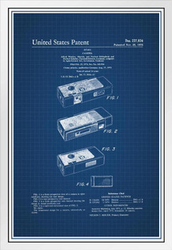 Camera Design 1975 Official Patent Blueprint Diagram Sketch White Wood Framed Art Poster 14x20