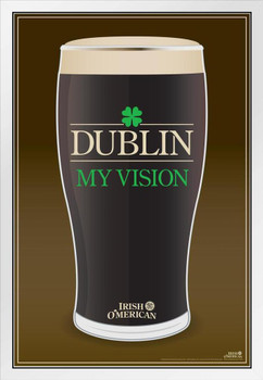 Dublin My Vision Irish OMerican Funny White Wood Framed Poster 14x20