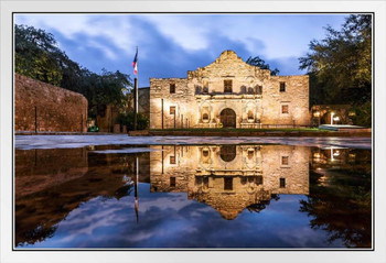 The Alamo Mission San Antonio Texas Historical Photo Photograph White Wood Framed Poster 20x14