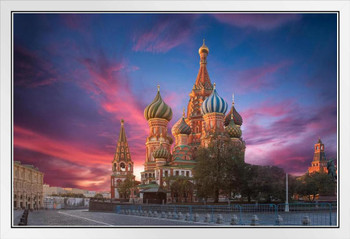 Saint Basils Cathedral Red Square Moscow Russia Photo Photograph White Wood Framed Poster 20x14