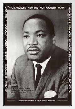 Martin Luther King MLK Memorial Retro Vintage Black White Photo Portrait White Wood Framed Art Poster 14x20