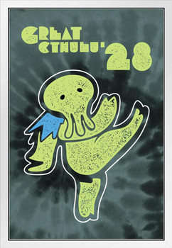 Great Cthulhu Tour Funny White Wood Framed Poster 14x20