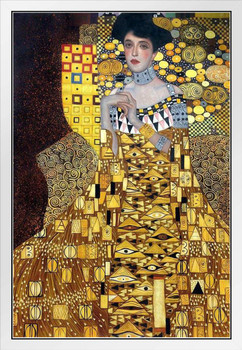 Gustav Klimt Portrait of Mrs Adele Blochbauer Art Nouveau Prints and Posters Gustav Klimt Canvas Wall Art Fine Art Wall Decor Women Landscape Abstract Painting White Wood Framed Art Poster 14x20