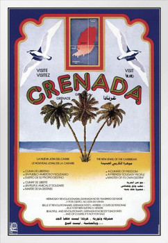 Grenada Vintage Travel White Wood Framed Poster 14x20