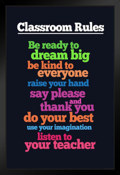 Classroom Rules Be Ready To Dream Big Educational Rules Teacher Supplies For Classroom School Decor Teaching Toddler Kids Elementary Learning Decorations Stand or Hang Wood Frame Display 9x13