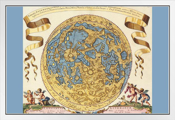 Map of the World Joanne Hevel c 1696 Antique Vintage Style Map White Wood Framed Poster 14x20