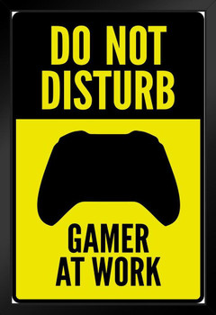 Warning Sign Do Not Disturb Gamer At Work Controller I Video gaming Art Print Stand or Hang Wood Frame Display 9x13