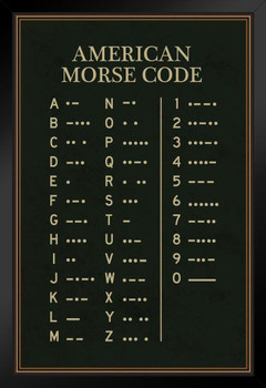 American Morse Code Poster Military Alphabet Wall Art Binary Machine Numbers Picture Morris Print Ham Radio Posters Message Learning Charts Mores Army Navy Stand or Hang Wood Frame Display 9x13