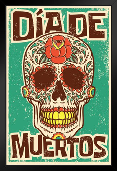 Day of the Dead Sugar Skull Spanish Vintage Design Art Print Stand or Hang Wood Frame Display Poster Print 9x13