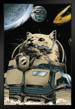 Cat Astronaut Exploring Outer Space Cat Poster Funny Wall Posters Kitten Posters for Wall Motivational Cat Poster Funny Cat Poster Inspirational Cat Poster Stand or Hang Wood Frame Display 9x13