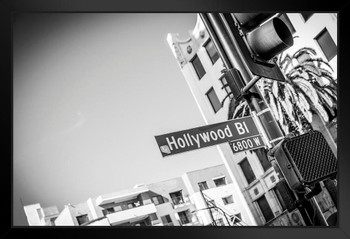 Hollywood Boulevard Sign Black and White B&W Photo Photograph Art Print Stand or Hang Wood Frame Display Poster Print 13x9