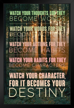 Watch Your Thoughts Forest Photo Motivational Inspirational Teamwork Quote Inspire Quotation Gratitude Positivity Motivate Sign Word Art Good Vibes Empathy Stand or Hang Wood Frame Display 9x13