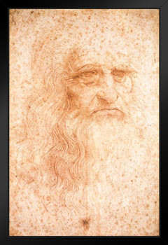 Leonardo Da Vinci Presumed Self Portrait Red Chalk Fine Art Realism Artwork Davinci Drawings Portrait Oil Painting Wall Art Renaissance Posters Canvas Vinci Art Stand or Hang Wood Frame Display 9x13