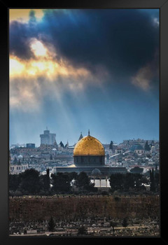 Old City of Jerusalem Skyline Dome of the Rock Photo Photograph Art Print Stand or Hang Wood Frame Display Poster Print 13x9