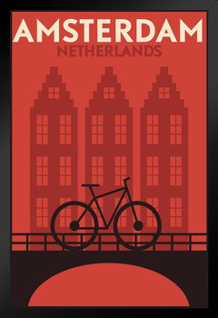 Amsterdam Netherlands Bicycle Retro Vintage Illustration Art Deco Vintage French Wall Art Nouveau French Advertising Vintage Poster Prints Art Nouveau Decor Stand or Hang Wood Frame Display 9x13