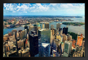 Aerial View Financial District Lower Manhattan New York City NYC Photo Photograph Art Print Stand or Hang Wood Frame Display Poster Print 13x9