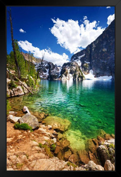 Summer Clouds over Goat Lake Sawtooth Mountains Photo Photograph Stand or Hang Wood Frame Display 9x13