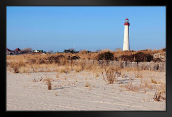 Lighthouse on Beach in Cape May New Jersey Photo Photograph Art Print Stand or Hang Wood Frame Display Poster Print 13x9