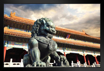 Statue Guarding Forbidden City Beijing China Photo Photograph Art Print Stand or Hang Wood Frame Display Poster Print 13x9