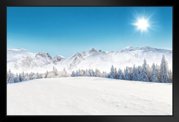 Winter Alpine Mountain Snowy Landscape Sunny Day Skiing Sports Nature Landscape Photo Art Print Stand or Hang Wood Frame Display Poster Print 9x13