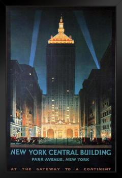 New York Central Building Vintage Travel Art Print Stand or Hang Wood Frame Display Poster Print 9x13