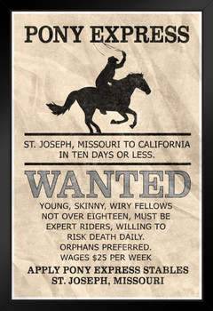 Wanted Pony Express Vintage Style Art Print Stand or Hang Wood Frame Display Poster Print 9x13