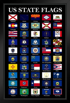 Flags US States Flags Updated 2021 New Mississippi Classroom Chart Educational Decoration Civics American History USA Dark Banner Stand or Hang Wood Frame Display 9x13