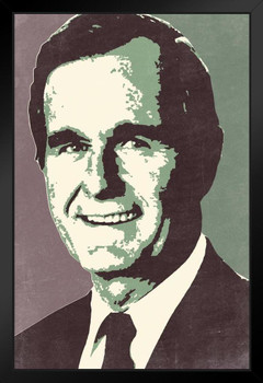 President George HW Bush 41 Pop Art Portrait Republican Politics Politician Ta Stand or Hang Wood Frame Display 9x13