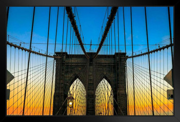 Sunset over the Brooklyn Bridge Photo Photograph Art Print Stand or Hang Wood Frame Display Poster Print 13x9