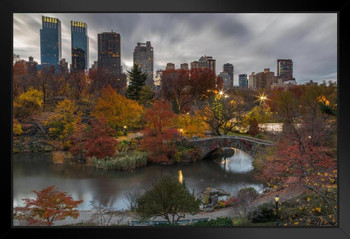 Manhattam Skyline Overlooking Lake Central Park Photo Photograph Art Print Stand or Hang Wood Frame Display Poster Print 13x9