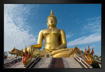 Great Buddha of Thailand Wat Muang Monastery Photo Photograph Art Print Stand or Hang Wood Frame Display Poster Print 13x9