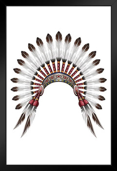 Native American Indian Feather Headdress Art Print Stand or Hang Wood Frame Display Poster Print 9x13