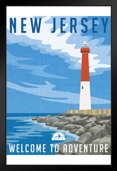 New Jersey Welcome To Adventure Retro Travel Art Print Stand or Hang Wood Frame Display Poster Print 9x13