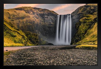 Skogafoss Waterfall Iceland Morning Sunrise Landscape Photo Photograph Art Print Stand or Hang Wood Frame Display Poster Print 13x9