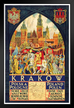Visit Krakow Polska Poland Polen Polish State Railways Train Railroad Tourism Vintage Travel Art Print Stand or Hang Wood Frame Display Poster Print 9x13