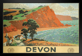 Devon England Vintage Travel Art Print Stand or Hang Wood Frame Display Poster Print 9x13