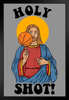 Holy Shot! Basketball Jesus Funny Art Print Stand or Hang Wood Frame Display Poster Print 9x13